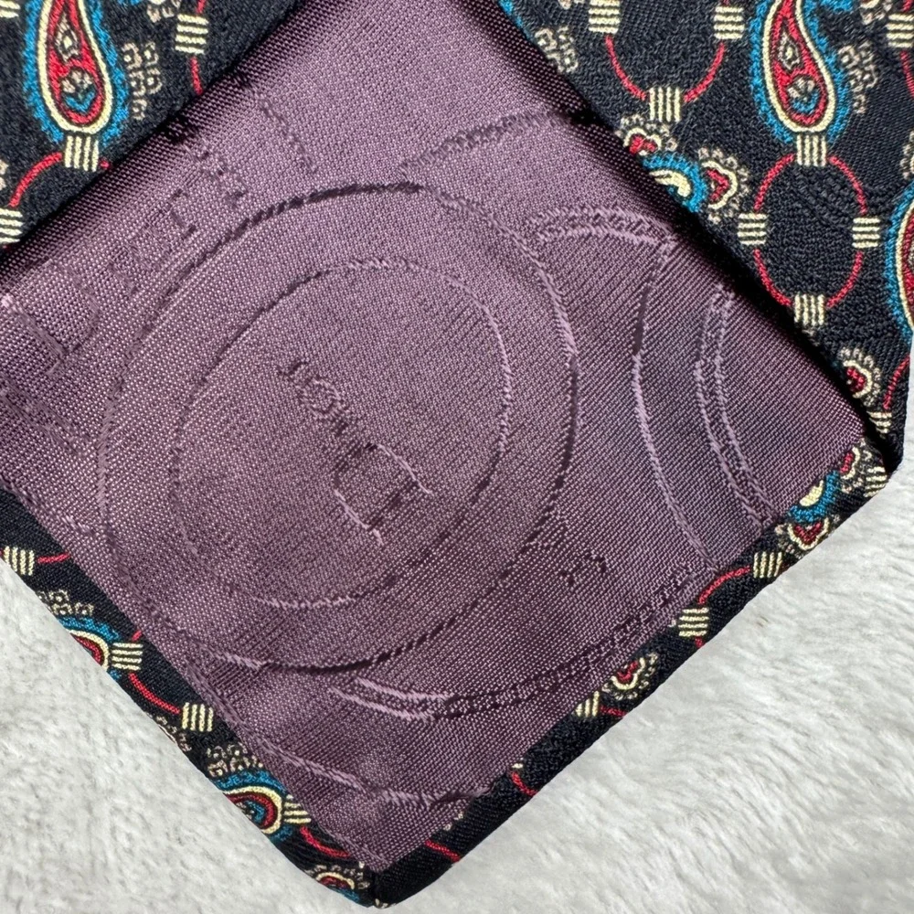 Christian Dior Tie Mens 3.5 Black Paisley Silk Vintage Formal Designer Accessory